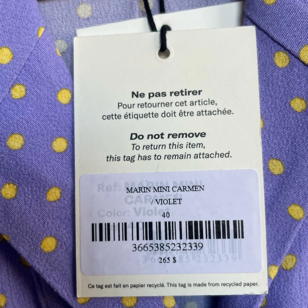ROUJE NWT Lilac Purple Yellow Polka Dot Printed Button Down Marin Midi Dress 40 - Picture 16 of 17